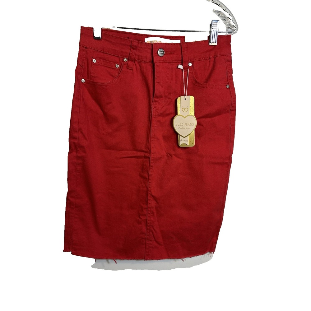 buzz jeans‎ womens red jean skirt size medium pockets